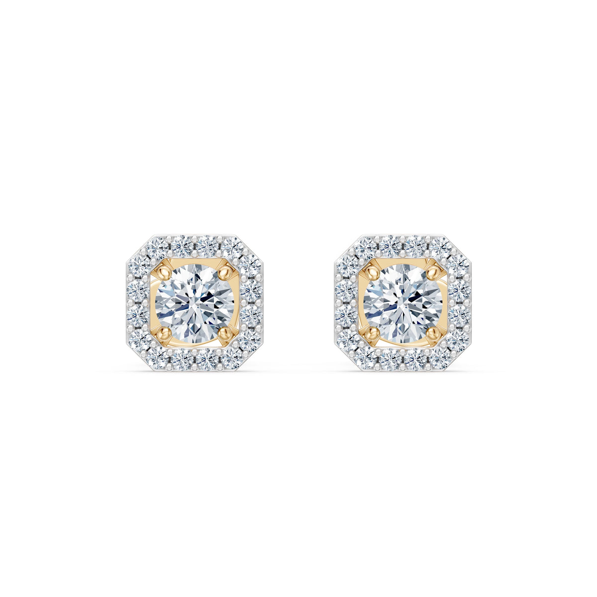 Cercei din Aur cu Diamante, Forma Cushion, 0,59 CT
