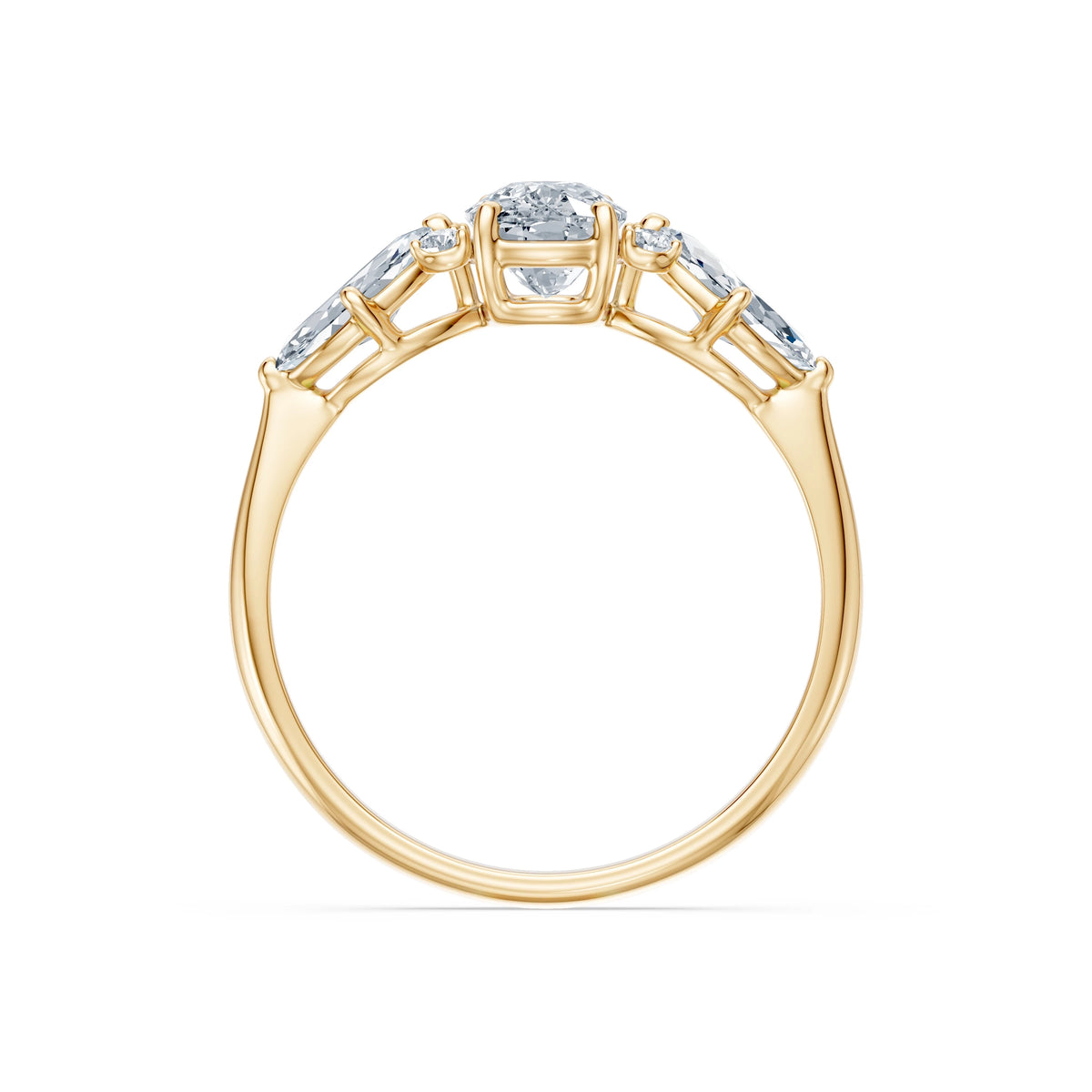 Inel de Logodnă din Aur cu Diamant Central Cushion și Diamante Laterale 1,67 CT