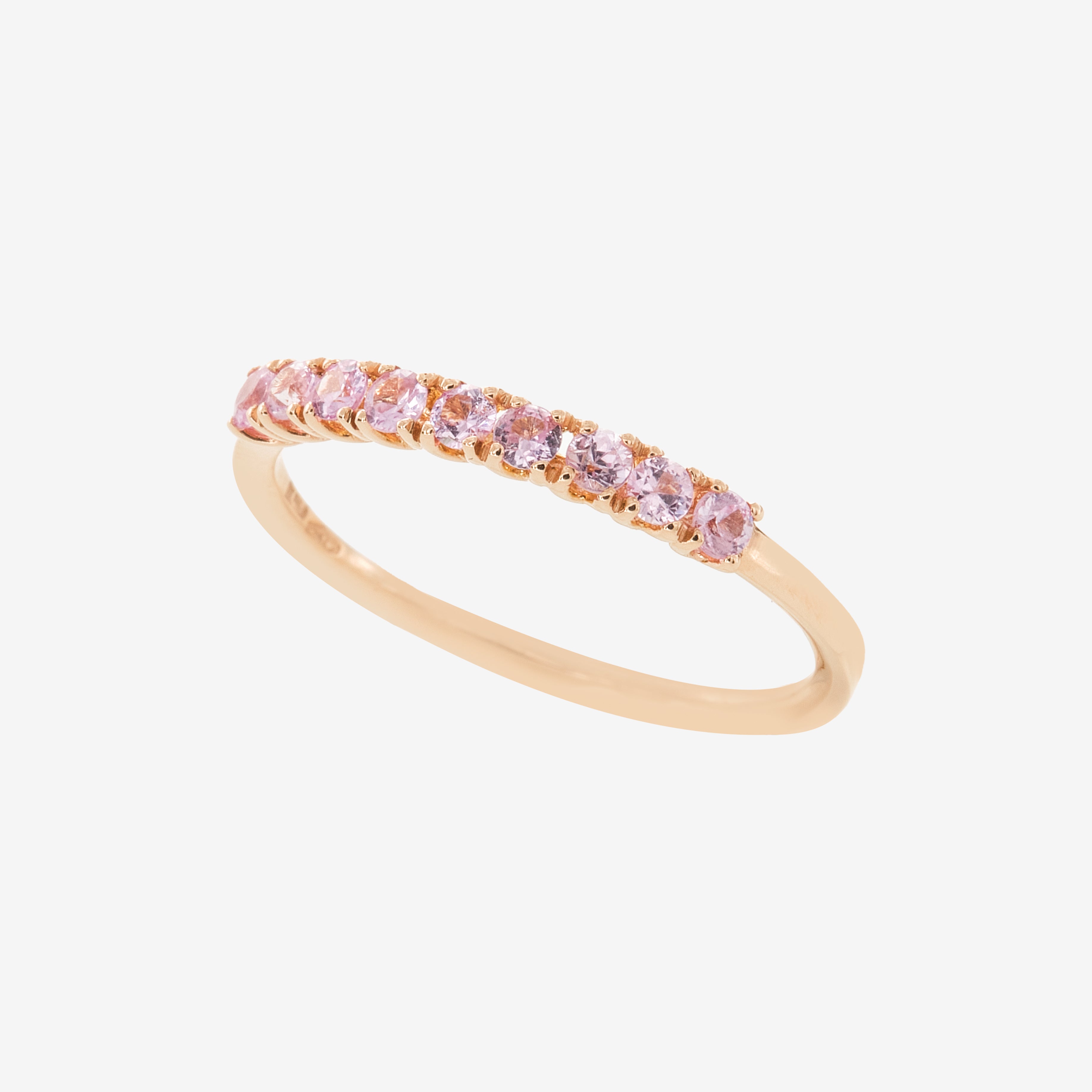 Semi-eternity ring with pink sapphires