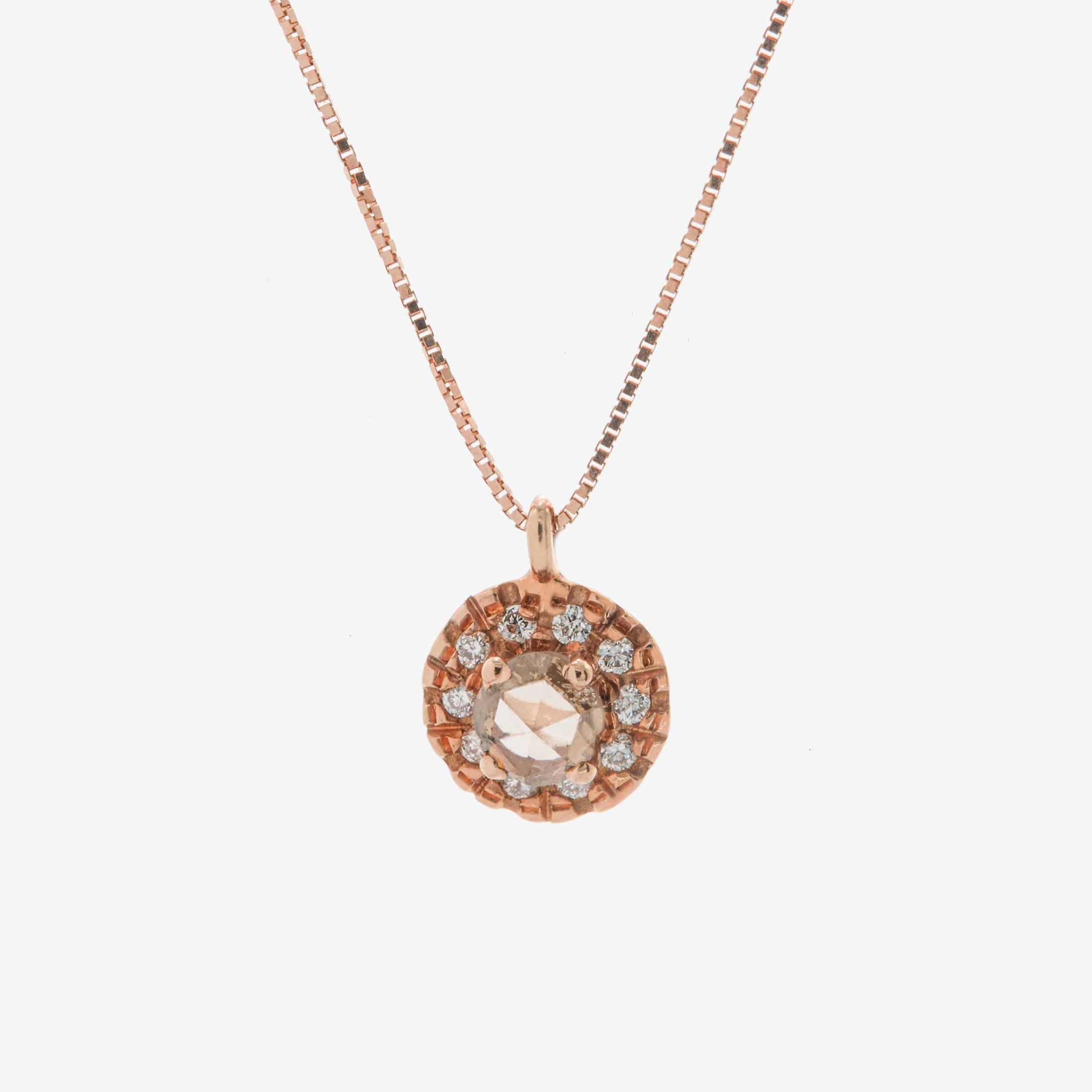 Rose gold necklace with brown diamond