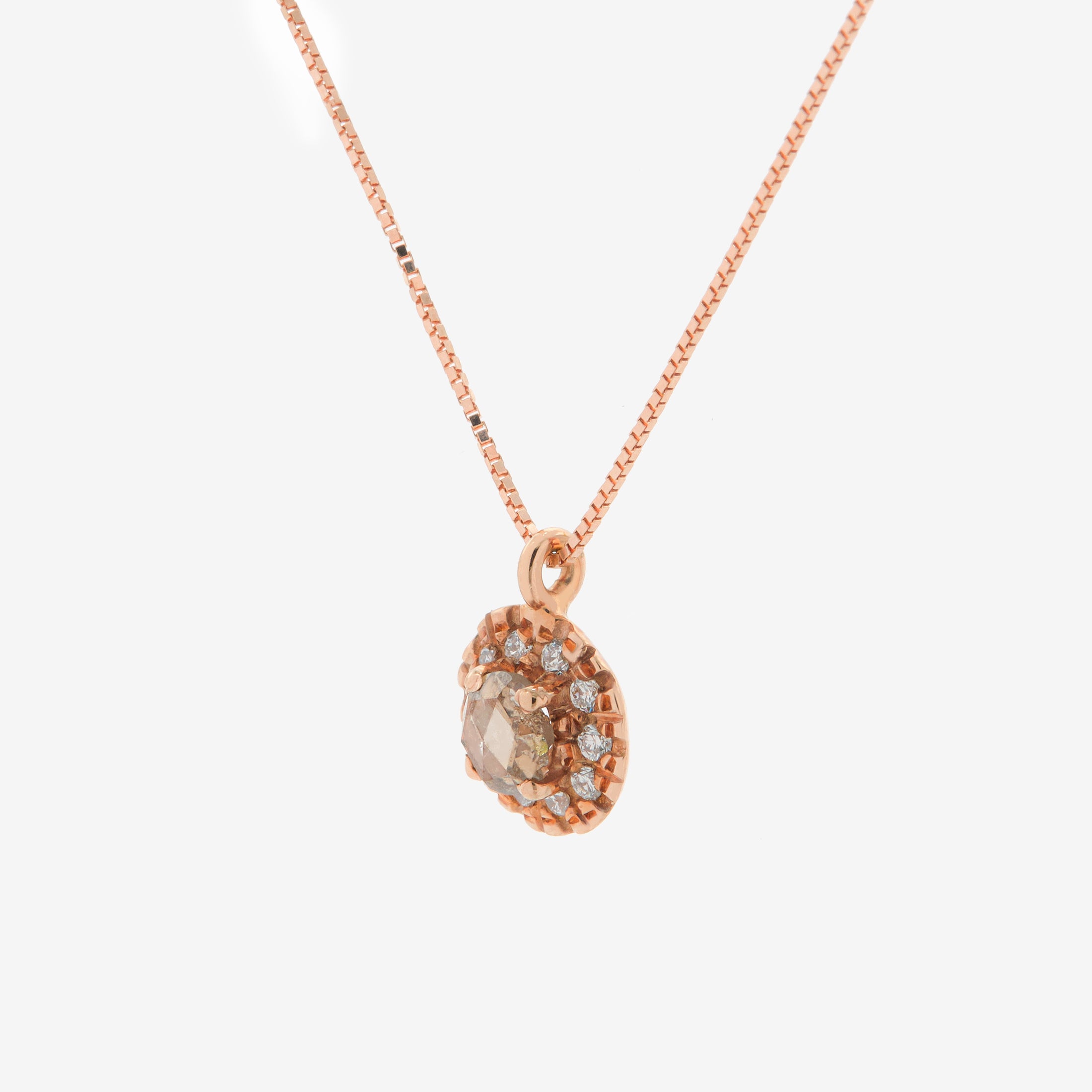 Rose gold necklace with brown diamond