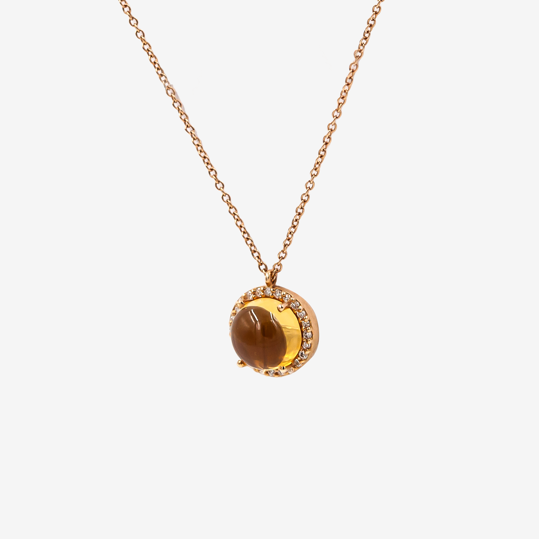 Round necklace with citrine and diamonds