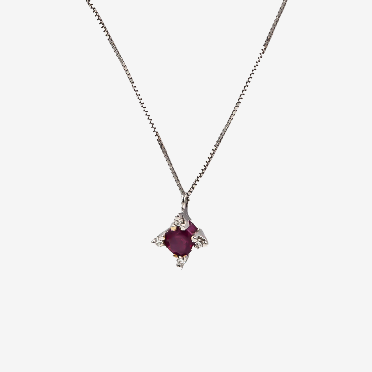 Star necklace with ruby