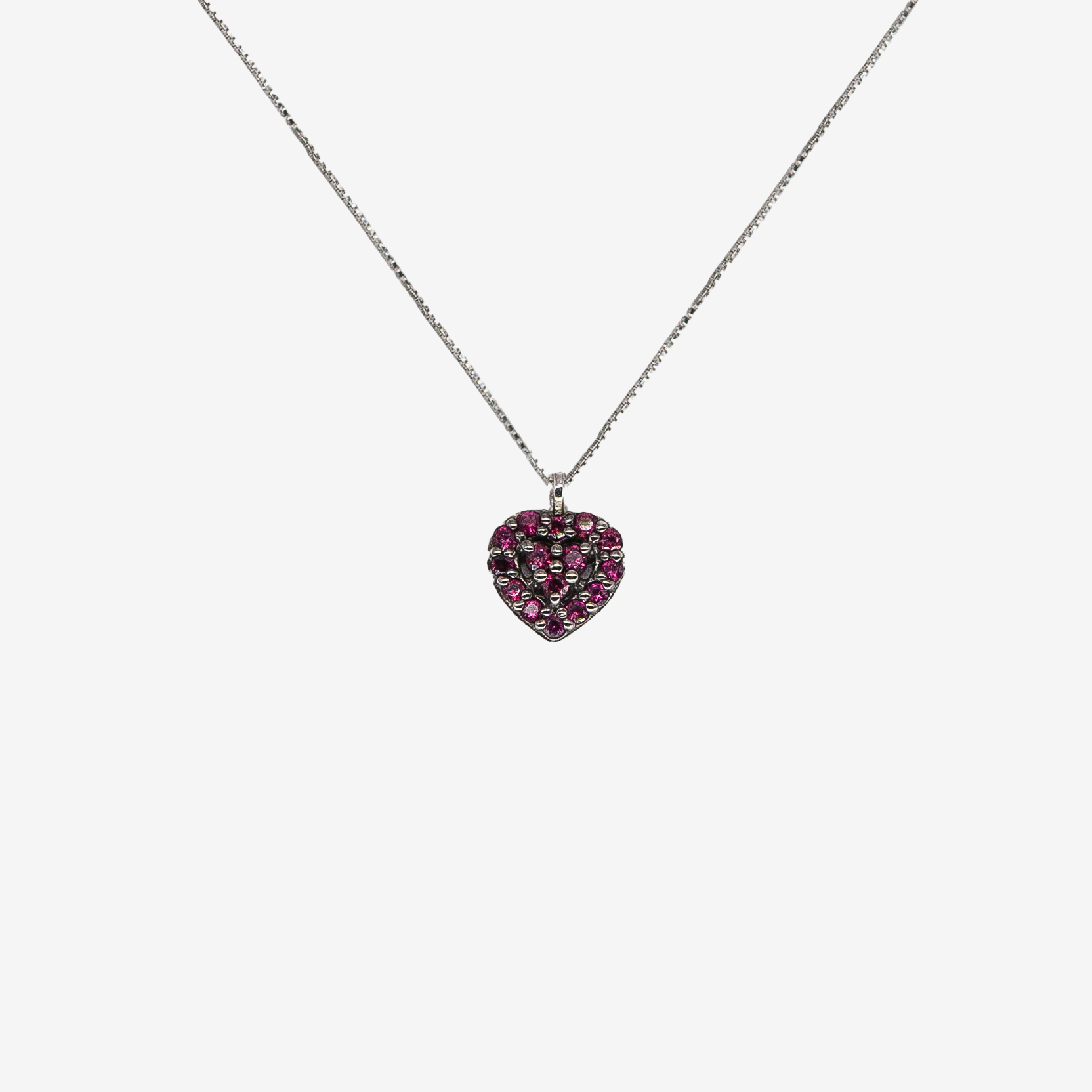 Heart necklace with rubies