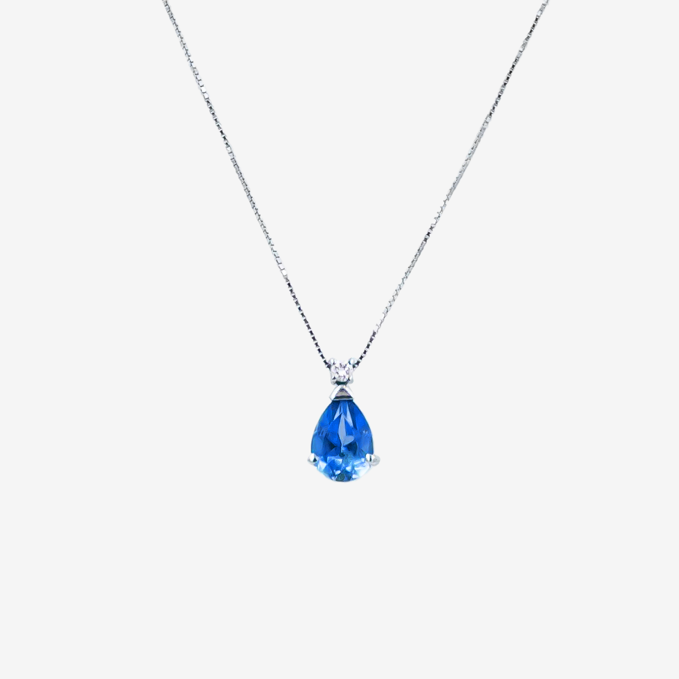 Droplet necklace with Diamond and Tanzanite