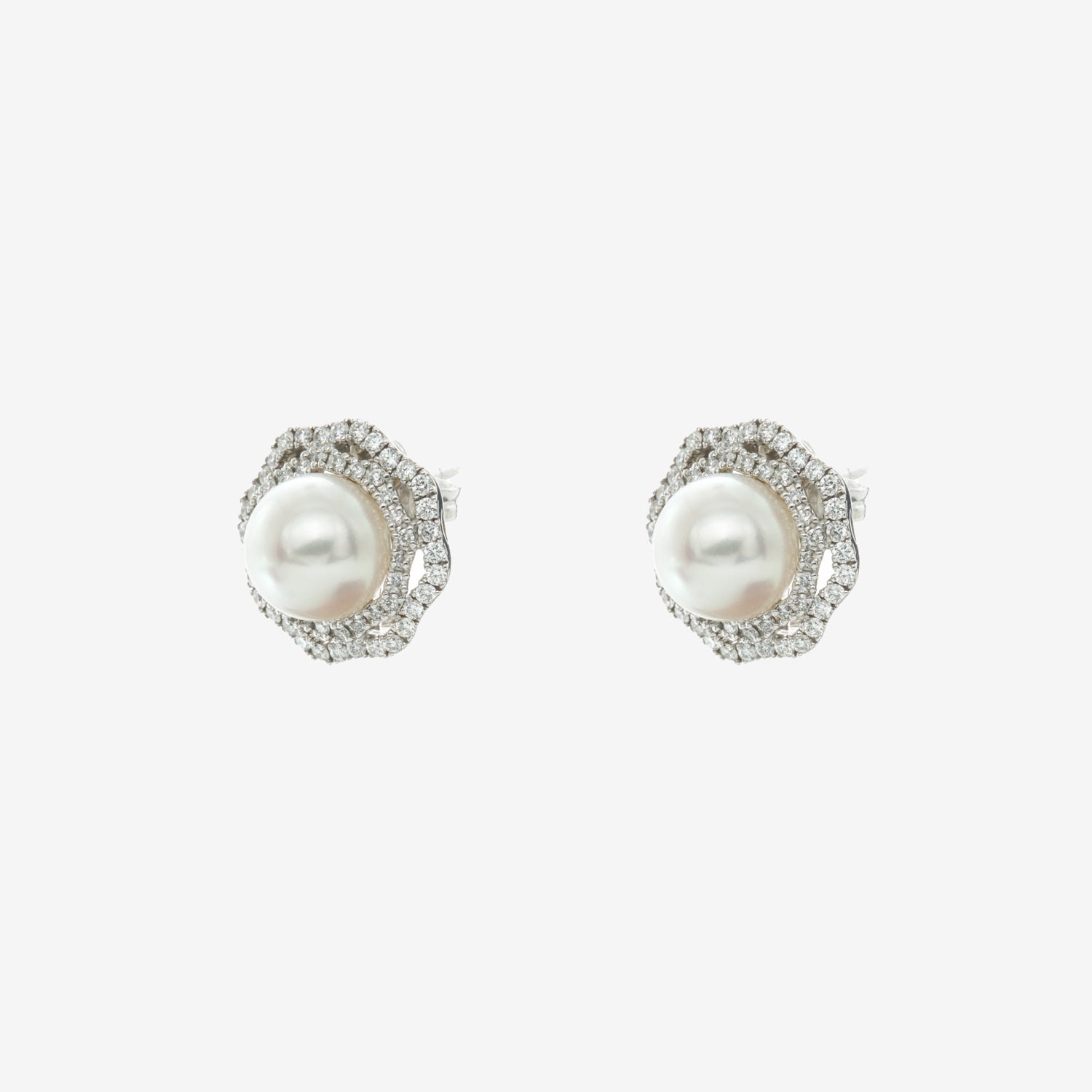 Cercei aur 18k cu perle si diamante 0.54 ct