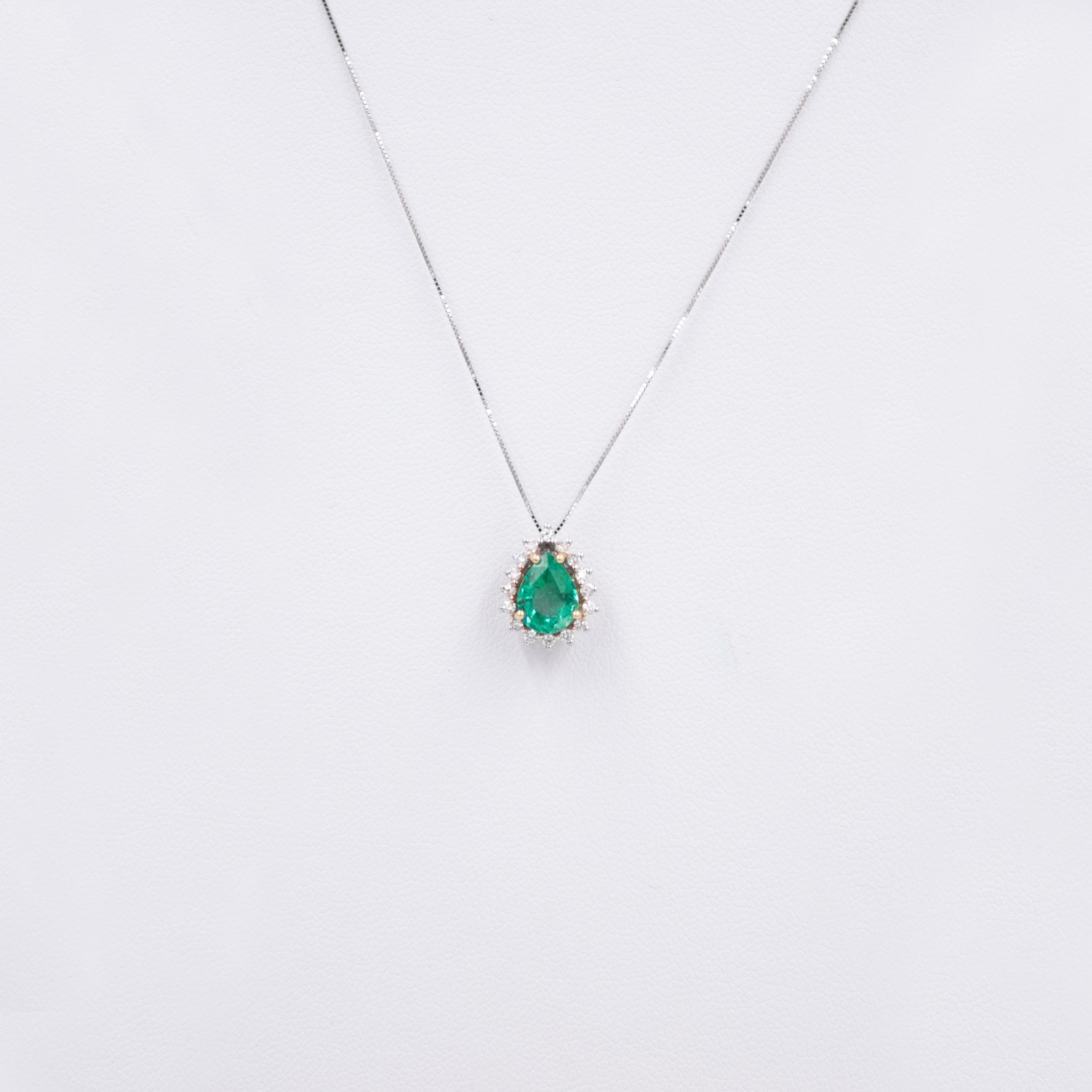 Droplet Necklace with Diamonds and Emeralds