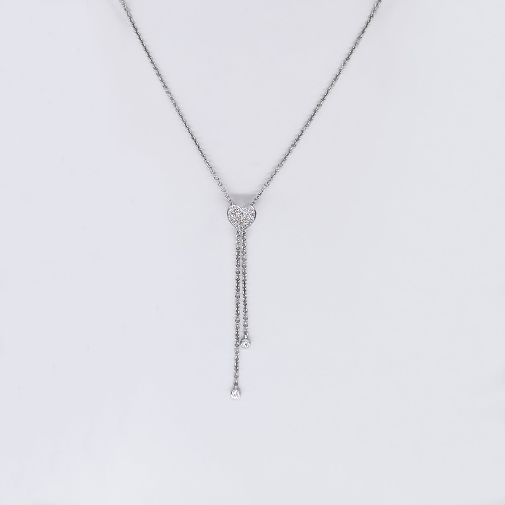 Adjustable Heart Necklace with Diamonds