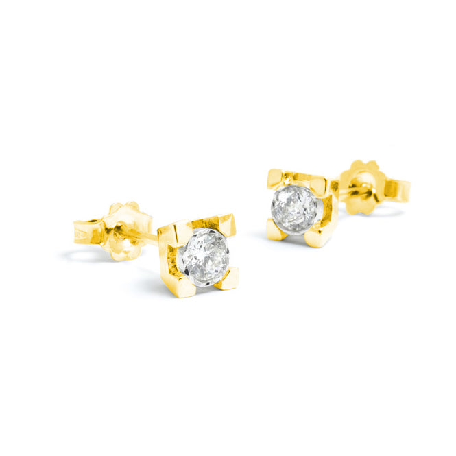 Cercei aur galben 18 k cu diamante
