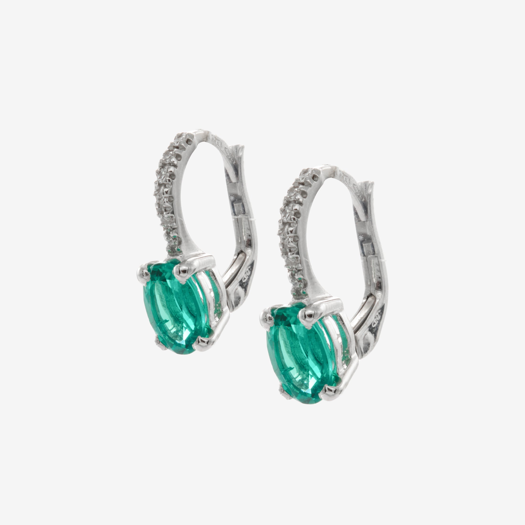 Fleur earrings with emeralds and diamonds