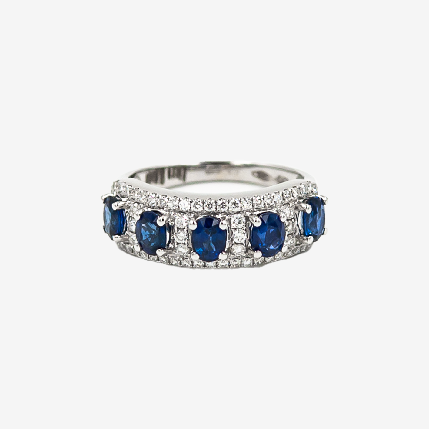 Semi Eternity Ring with Sapphires and Diamonds