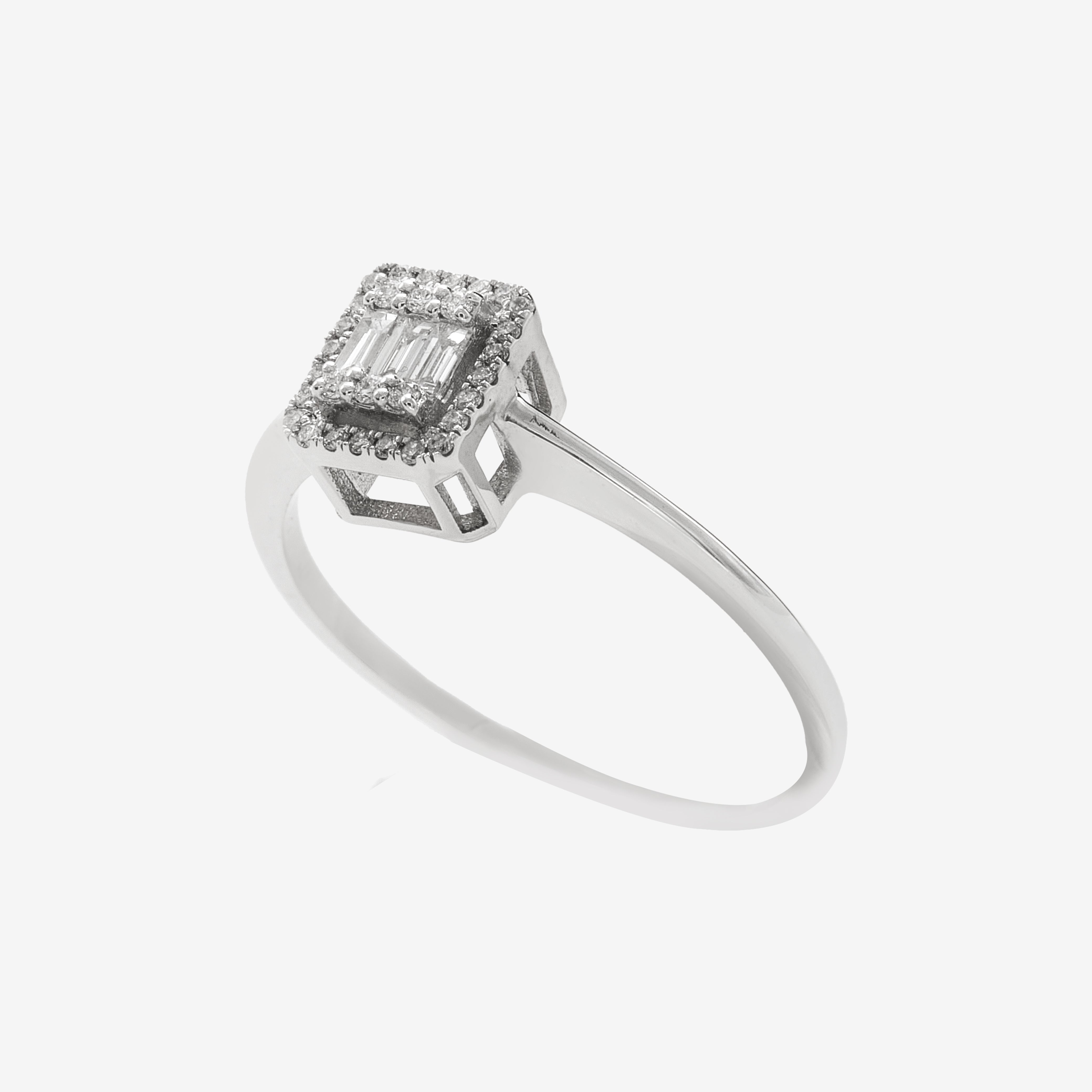 Square Baguette Ring with Diamonds