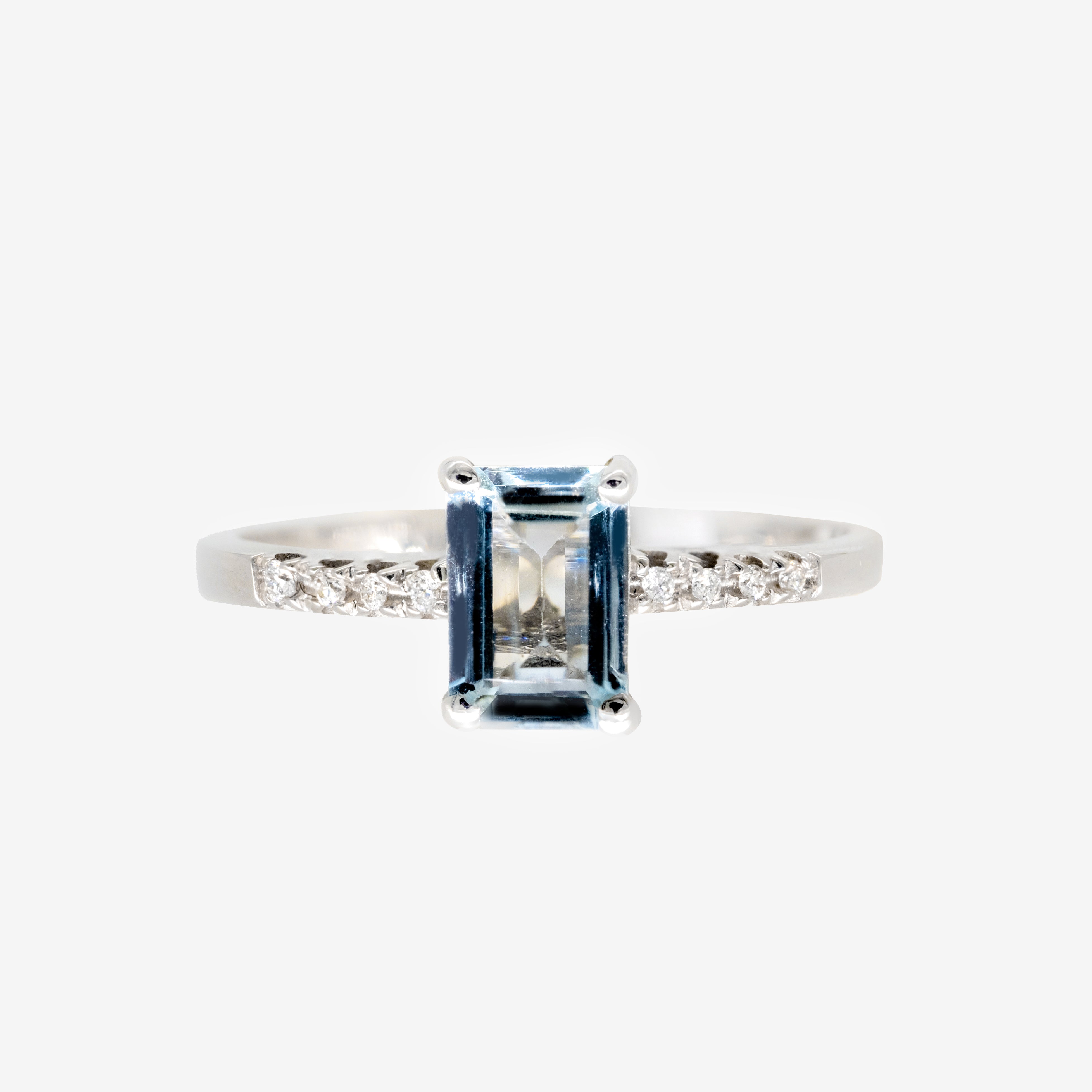 Aura Square Ring with Aquamarine and Diamonds