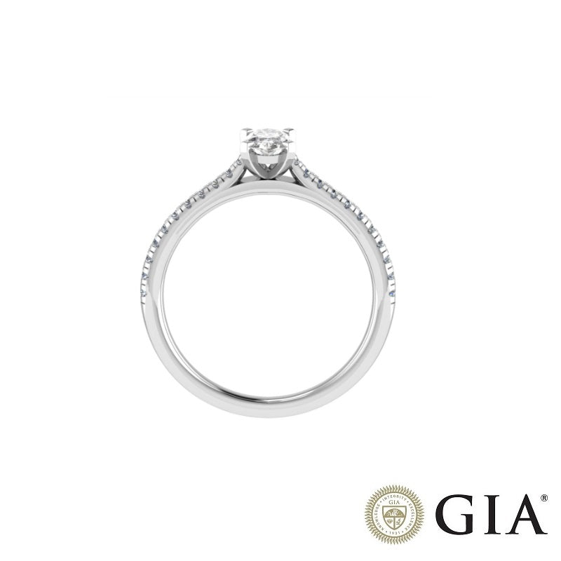 Platinum engagement ring with Central Oval Diamond 0.72 ct - GIA certificate