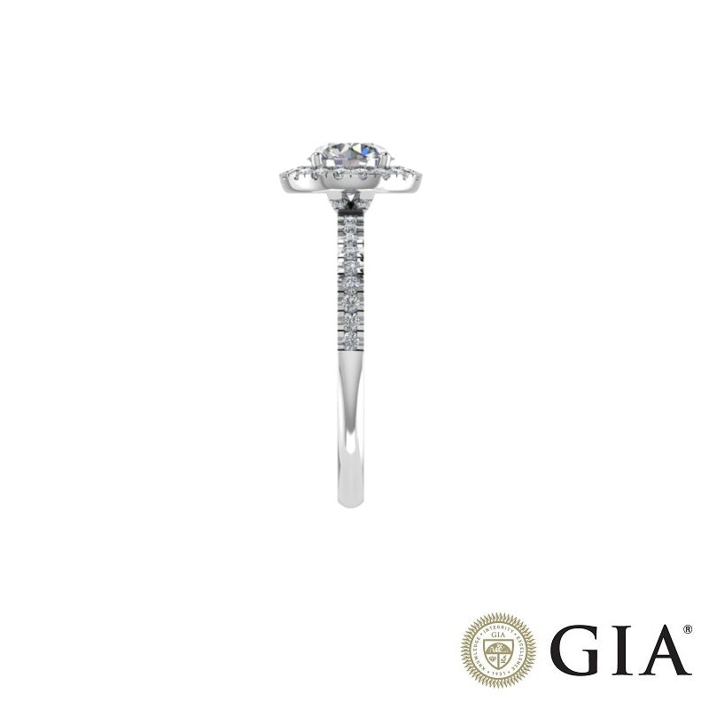 Inel de logodna Halo din platina cu diamant 1.00 ct - certificat GIA