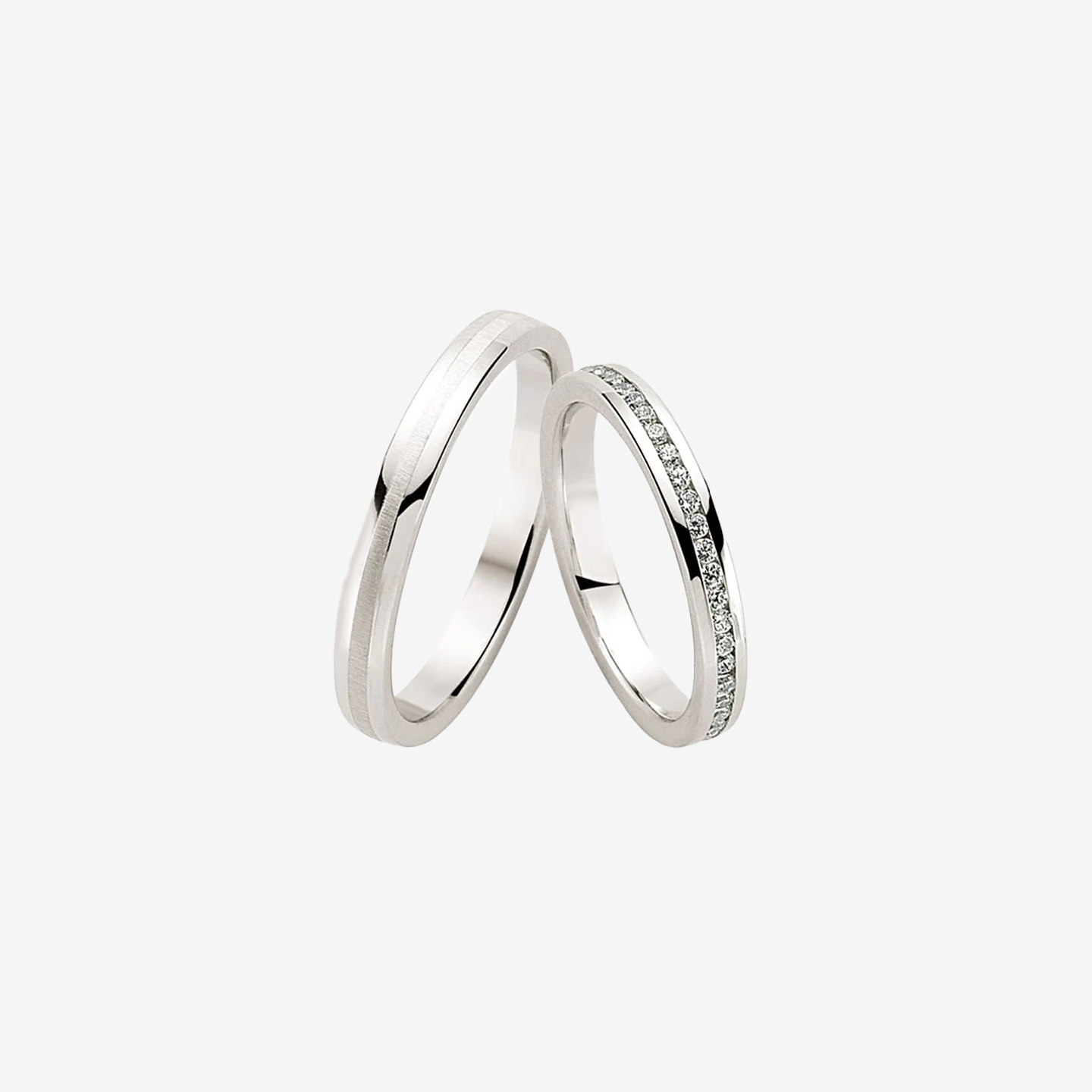 Ivy Diamond Wedding Rings - White Gold - Pair
