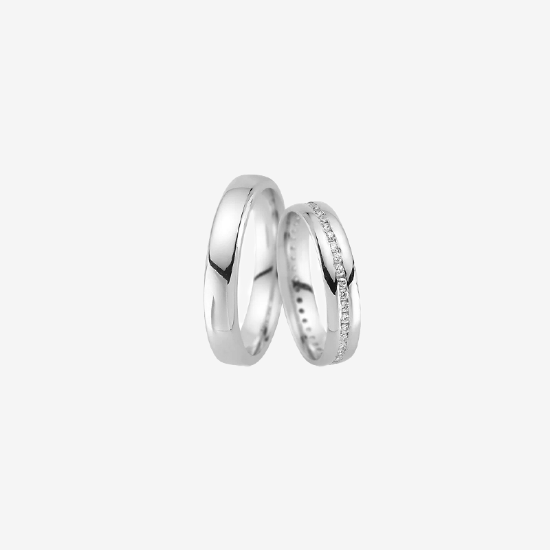 Whisper Diamond Wedding Rings - White Gold - Pair