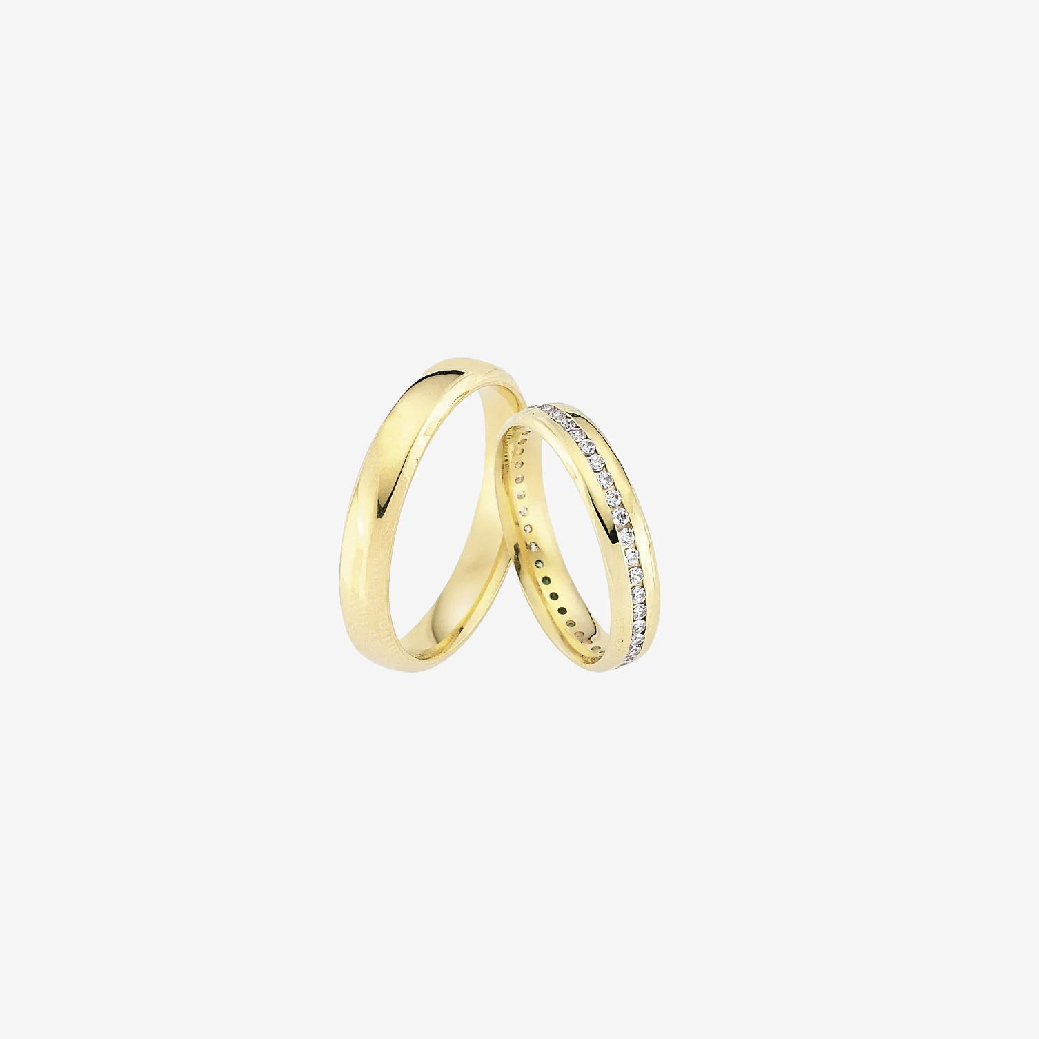 Whisper Diamond Wedding Rings - Yellow Gold - Pair