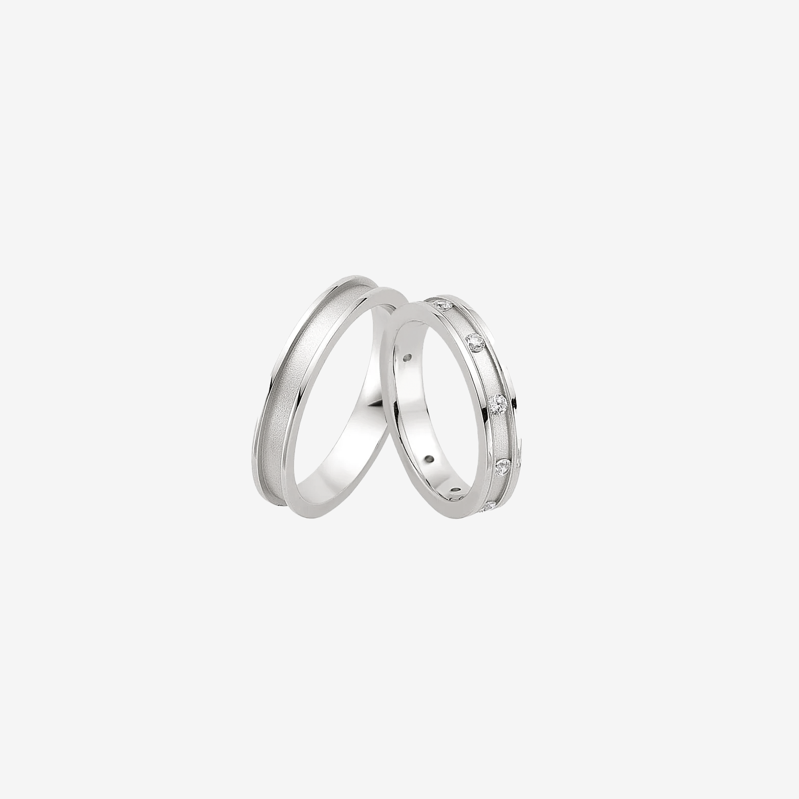 Calista Diamond Wedding Rings - White Gold - Pair