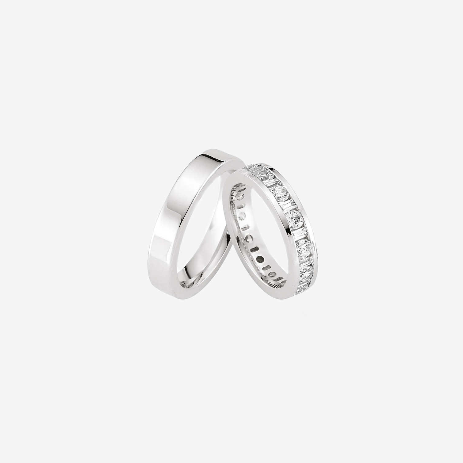 Ava Diamond Wedding Rings - White Gold - Pair
